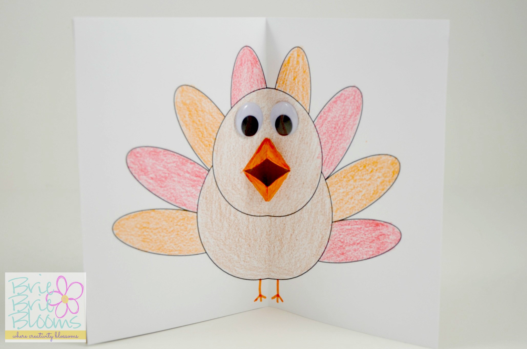 Pop Up Turkey Card Kids Craft, completed card