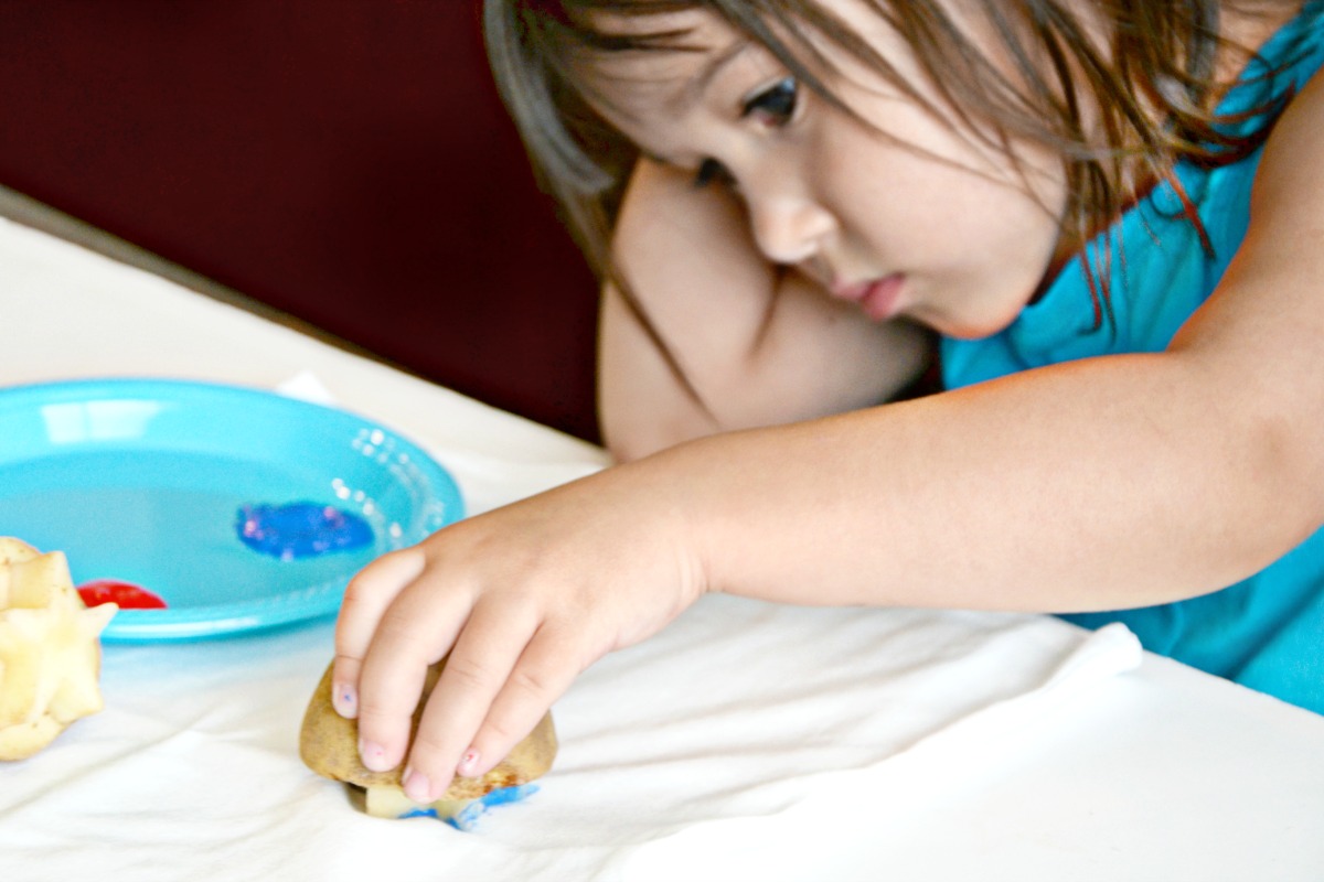 Painting with Potato Stamps, Easy Art for Little Hands