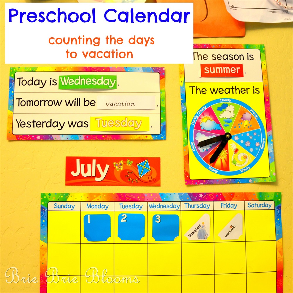 Preschool Calendar, counting the days to vacation