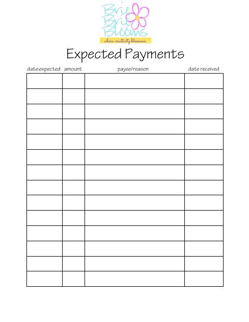 Blogger organization for expected payments