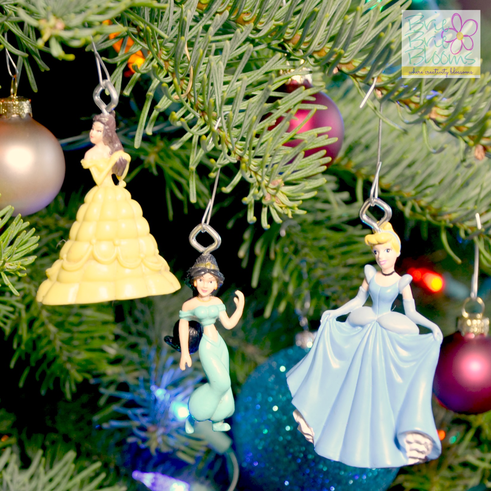 DIY Disney Princess ornaments on tree
