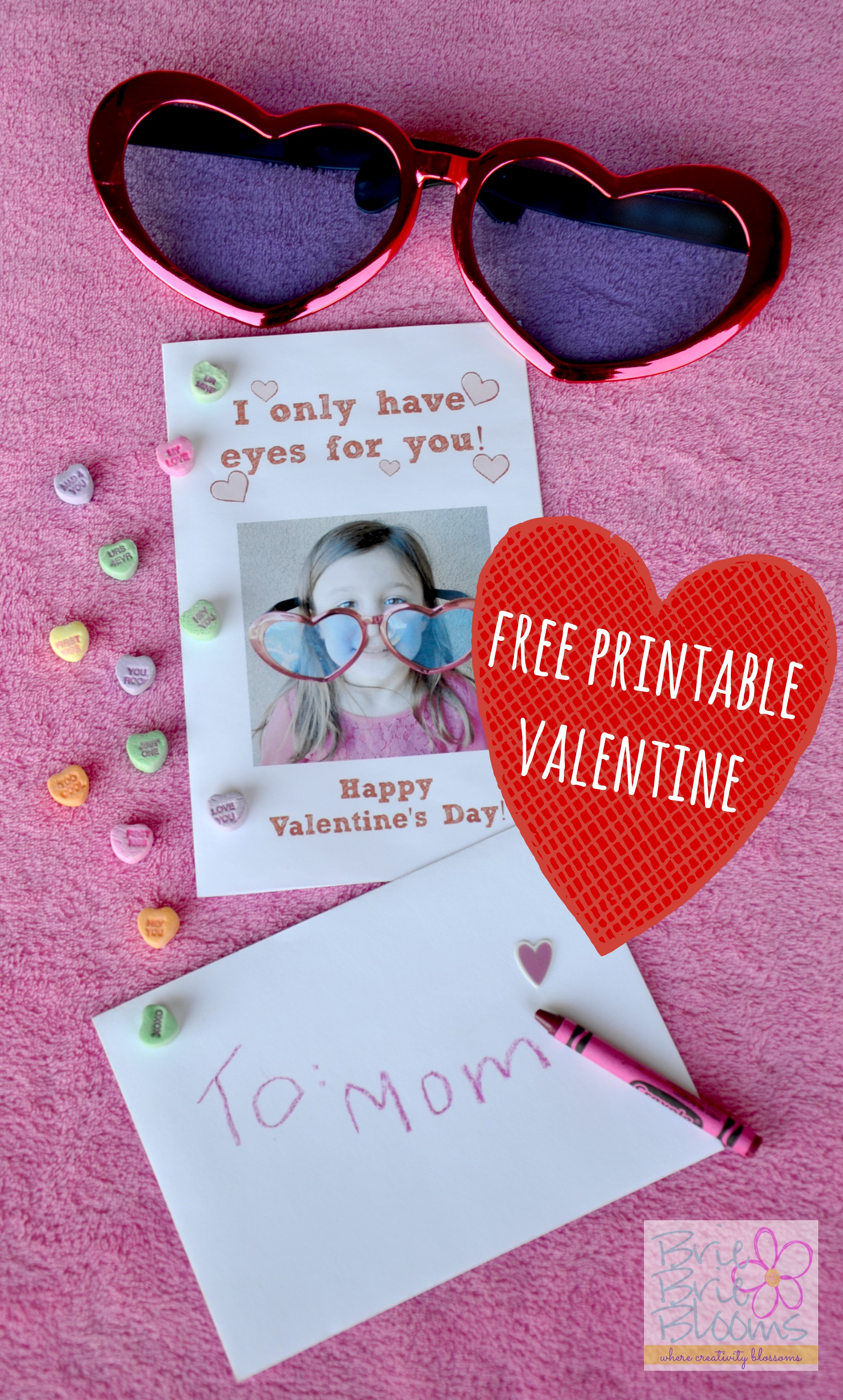 Free Printable Valentine with heart glasses photo