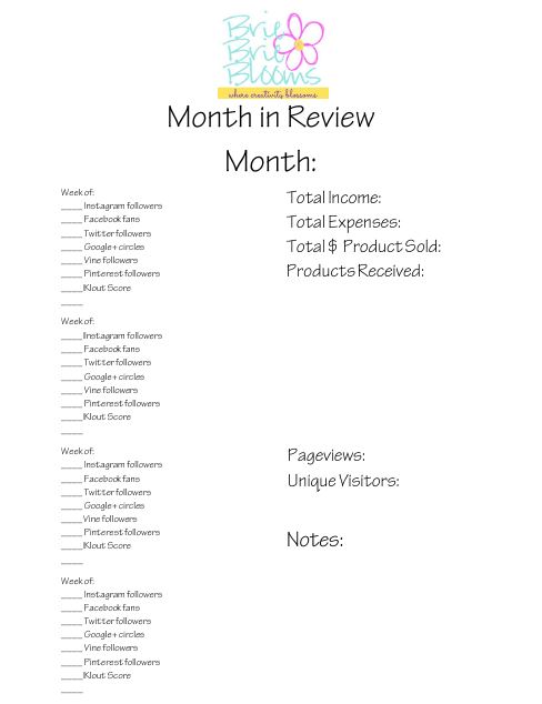 Tips and Free Printables for Organization, Month in Review