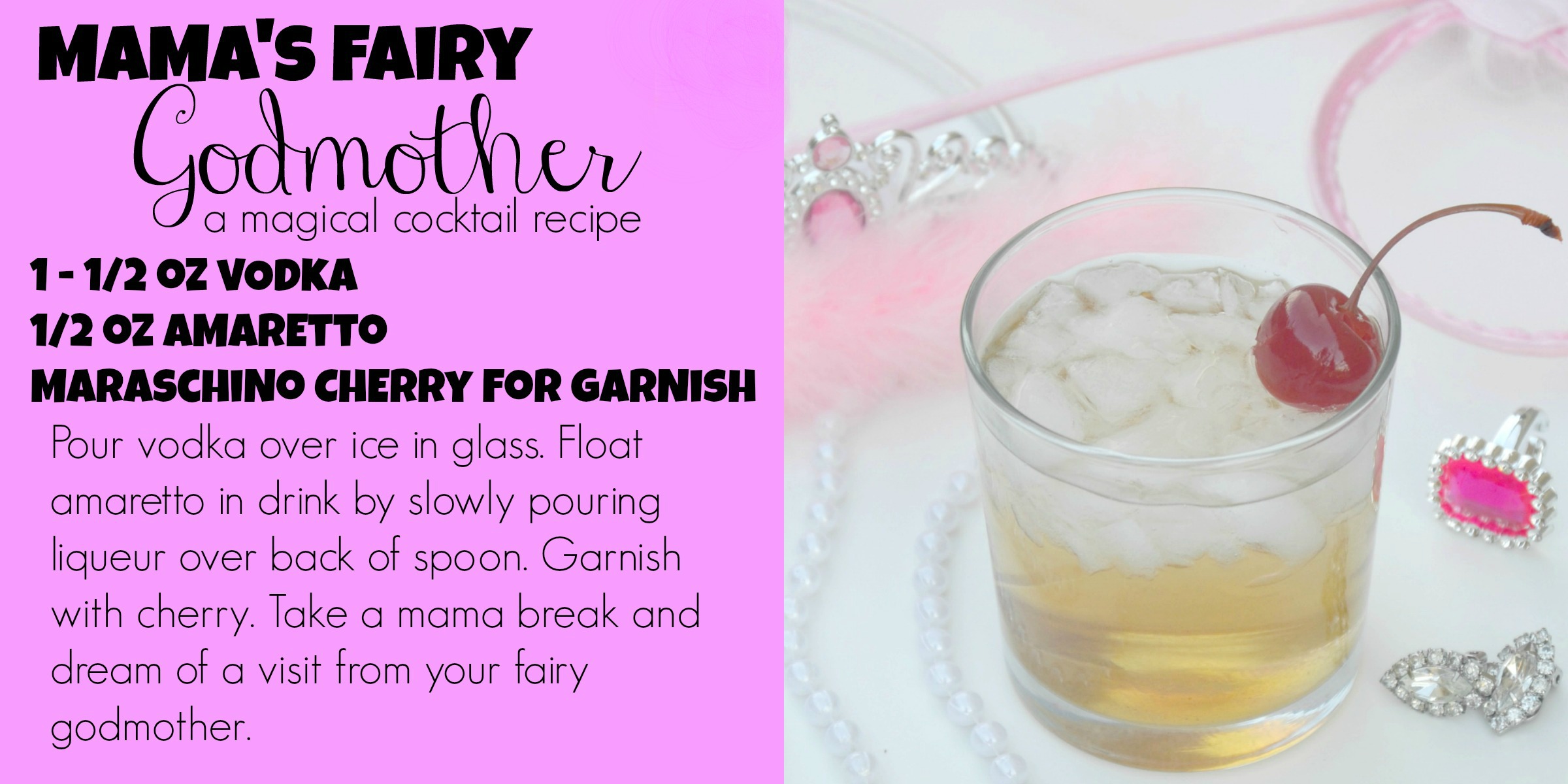 Mama's Fairy Godmother cocktail recipe card #NickMomPJParty