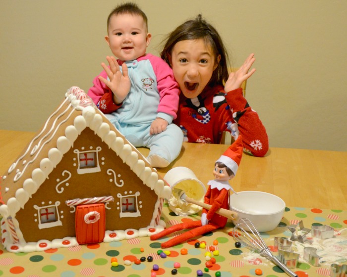 Elf on the Shelf gingerbread chalet #MakeAHolidayFace