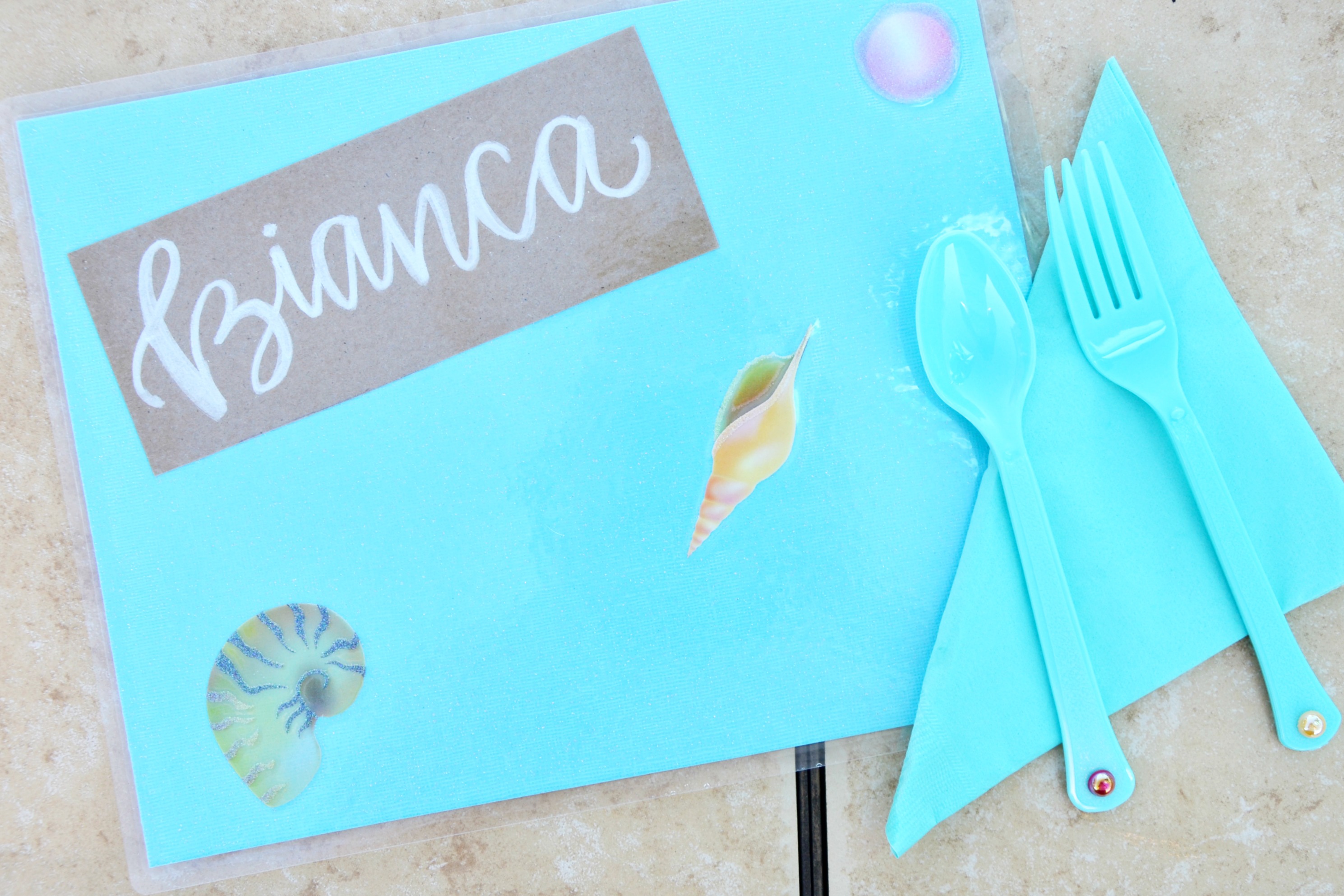 First Birthday Mermaid Party, DIY Placemats