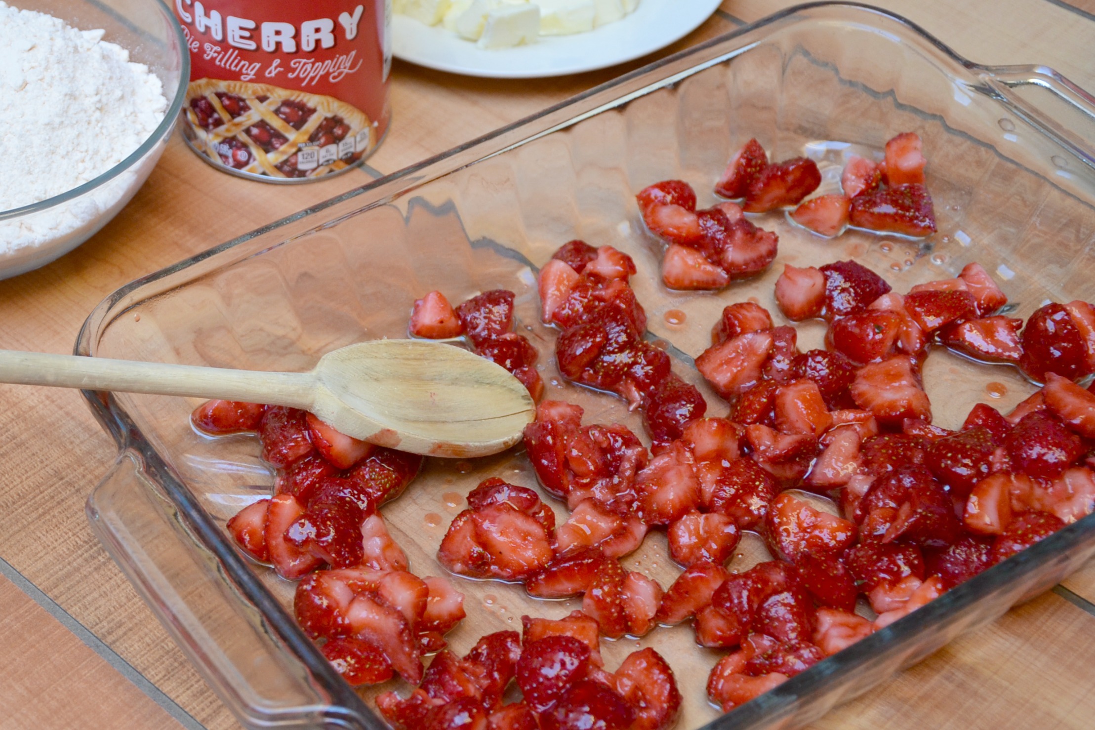 Cherry Strawberry Cobbler step 1