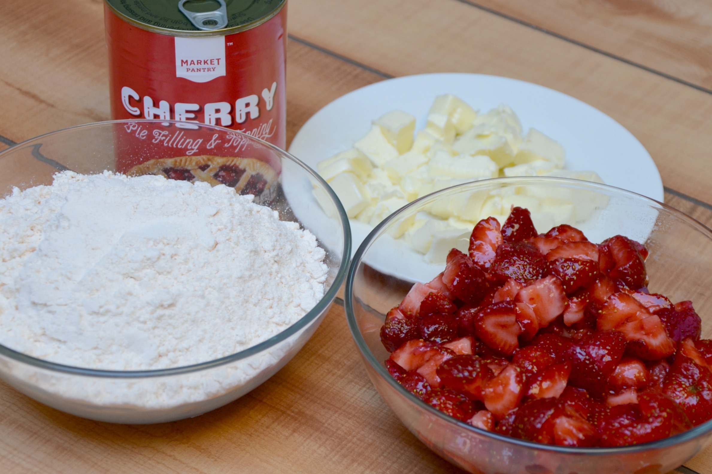 Easy Cherry Strawberry Cobbler ingredients