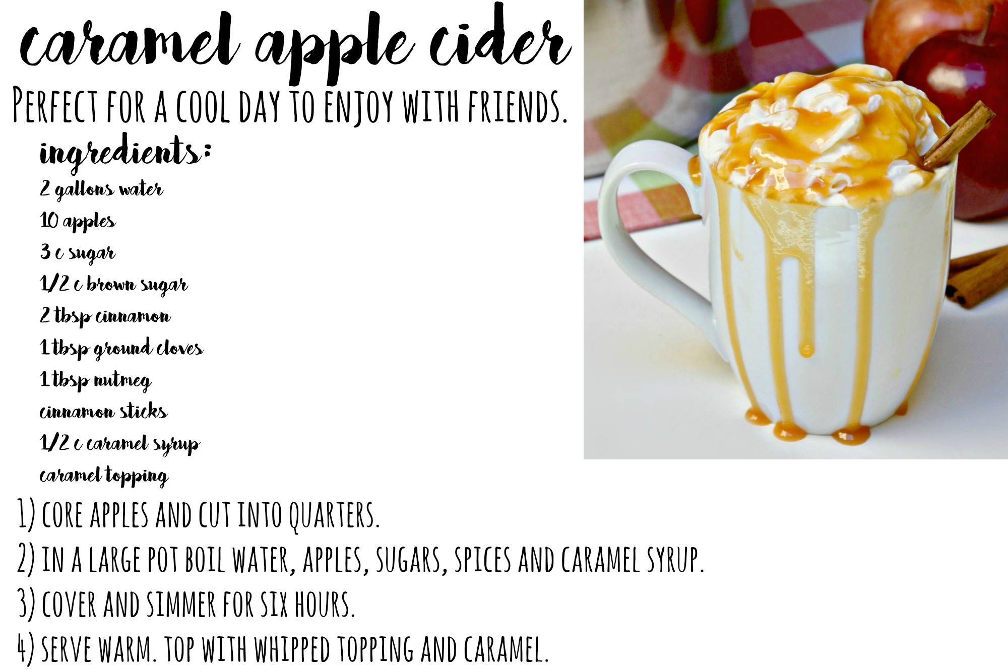 Caramel Apple Cider recipe card