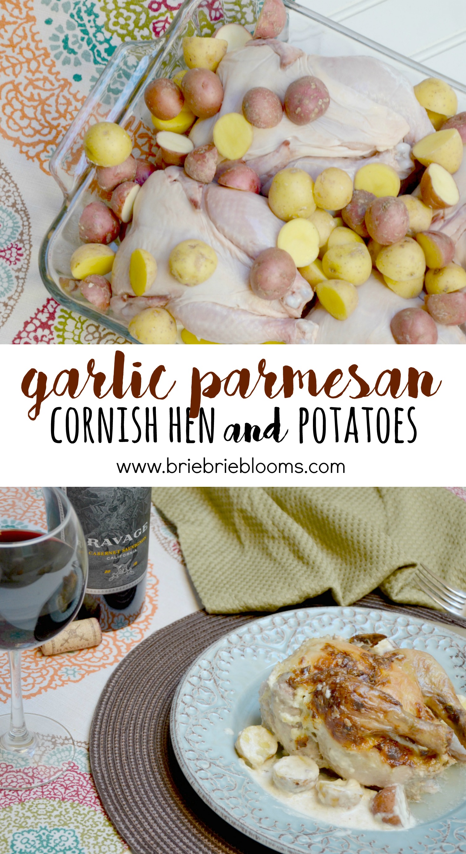 Garlic Parmesan Cornish Hen and potatoes recipe