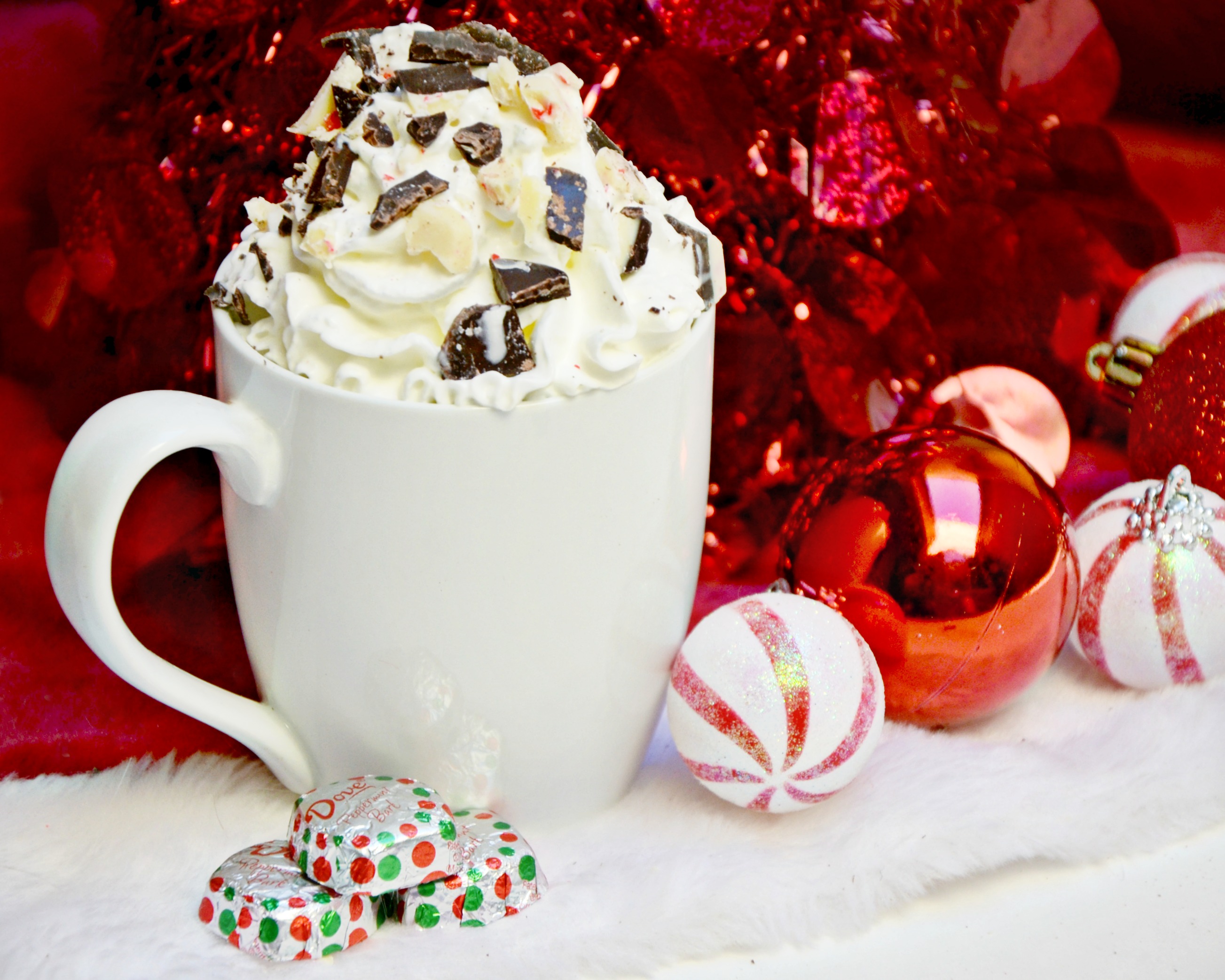 Peppermint Bark Hot Chocolate whipped topping