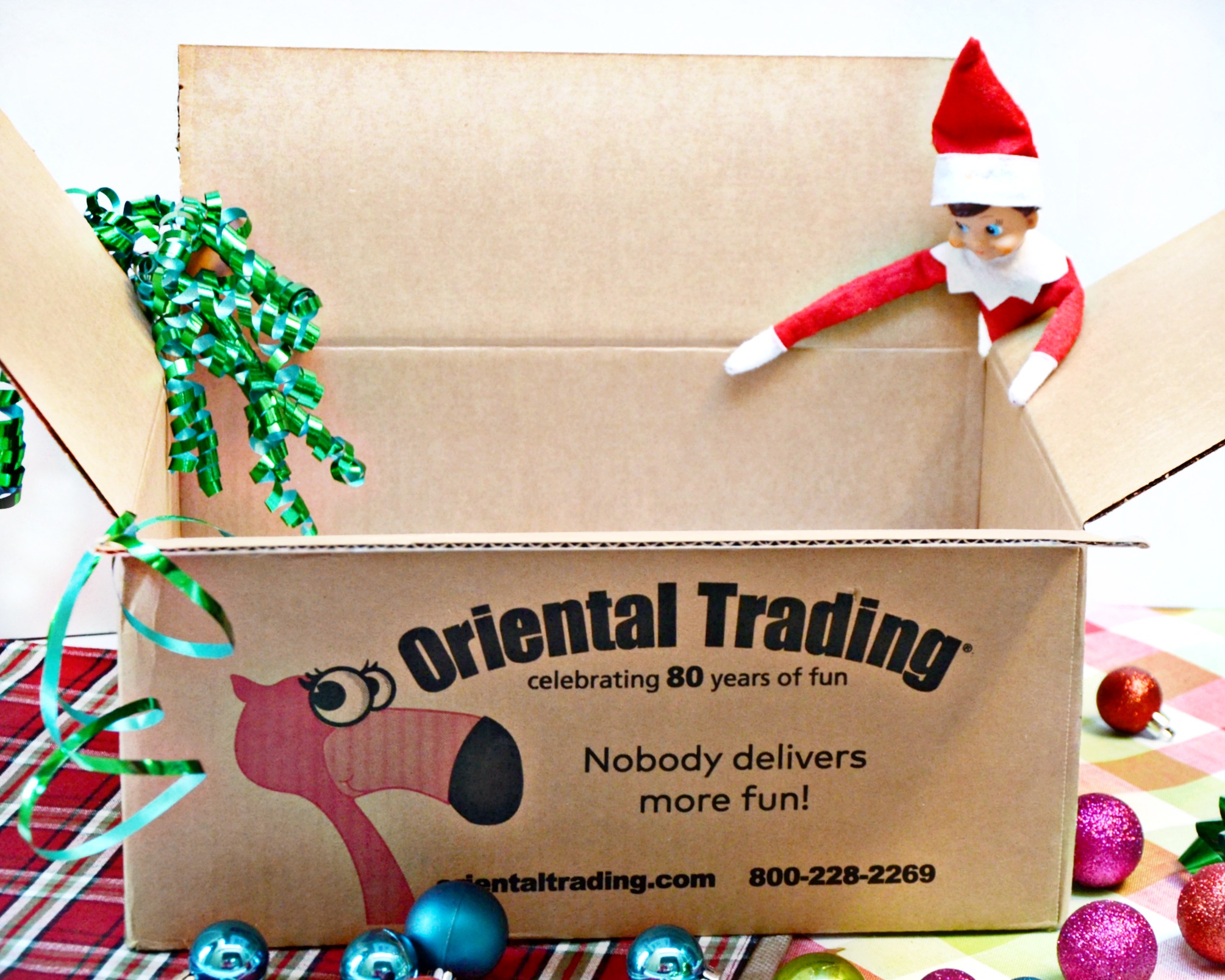Easy Elf on the Shelf ideas Oriental Trading box