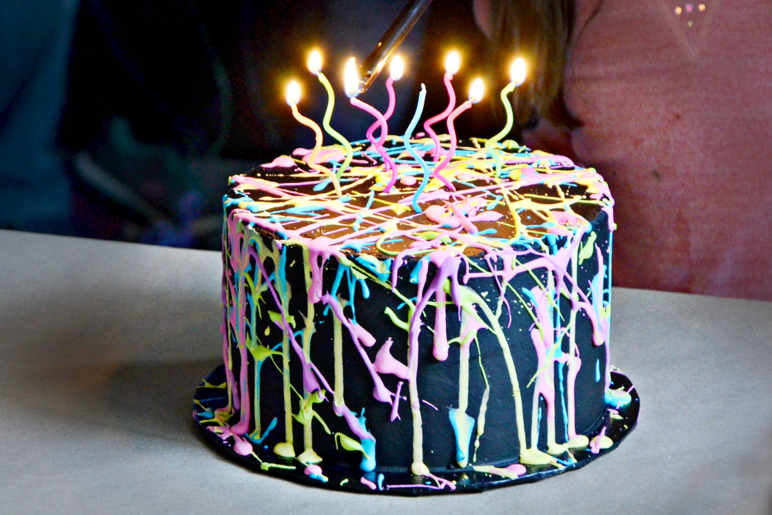 Pinspiration splatter paint birthday party cake