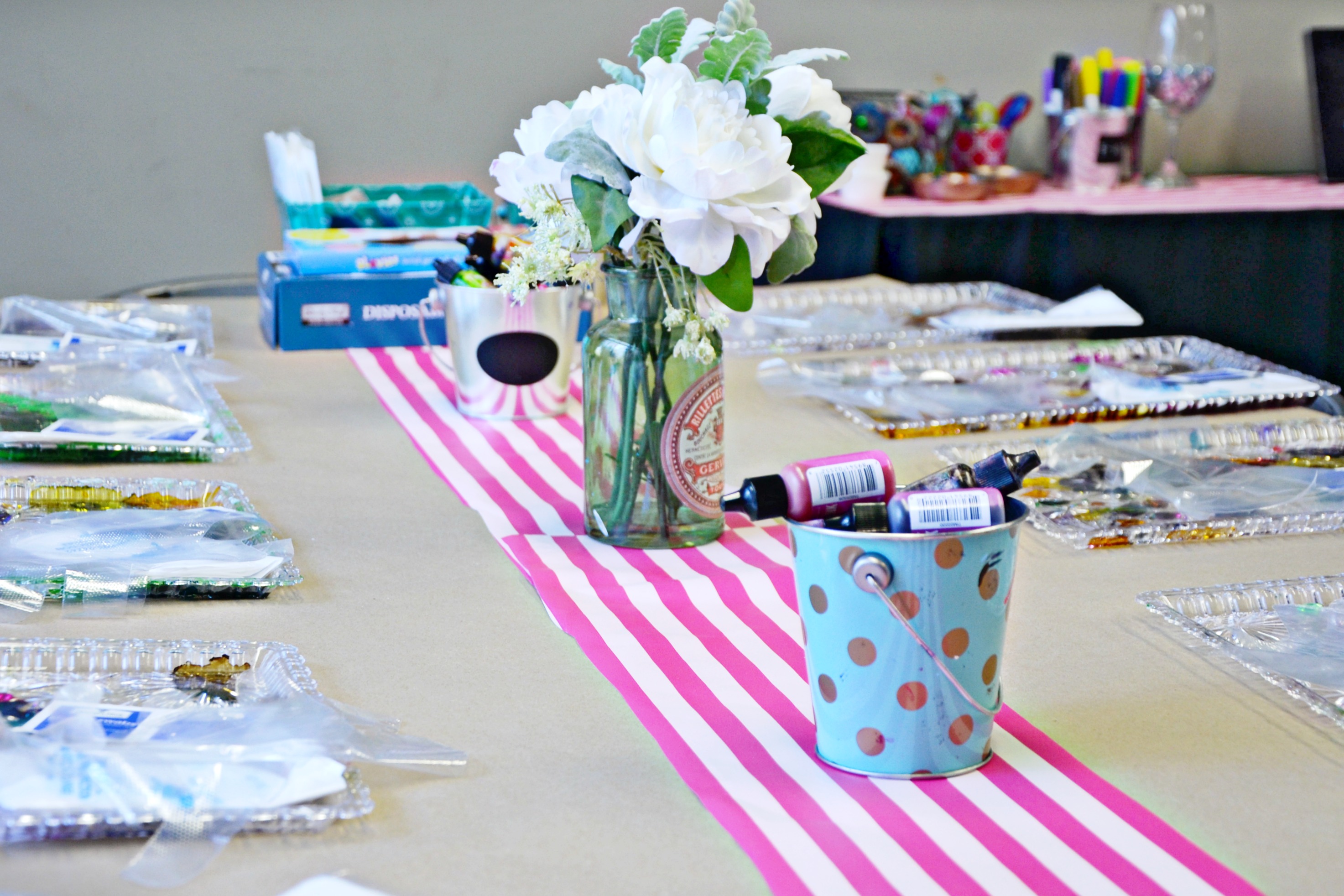 Pinspiration splatter paint birthday party tile craft table