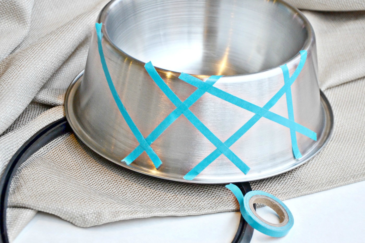 DIY stained glass dog food bowl washi tape