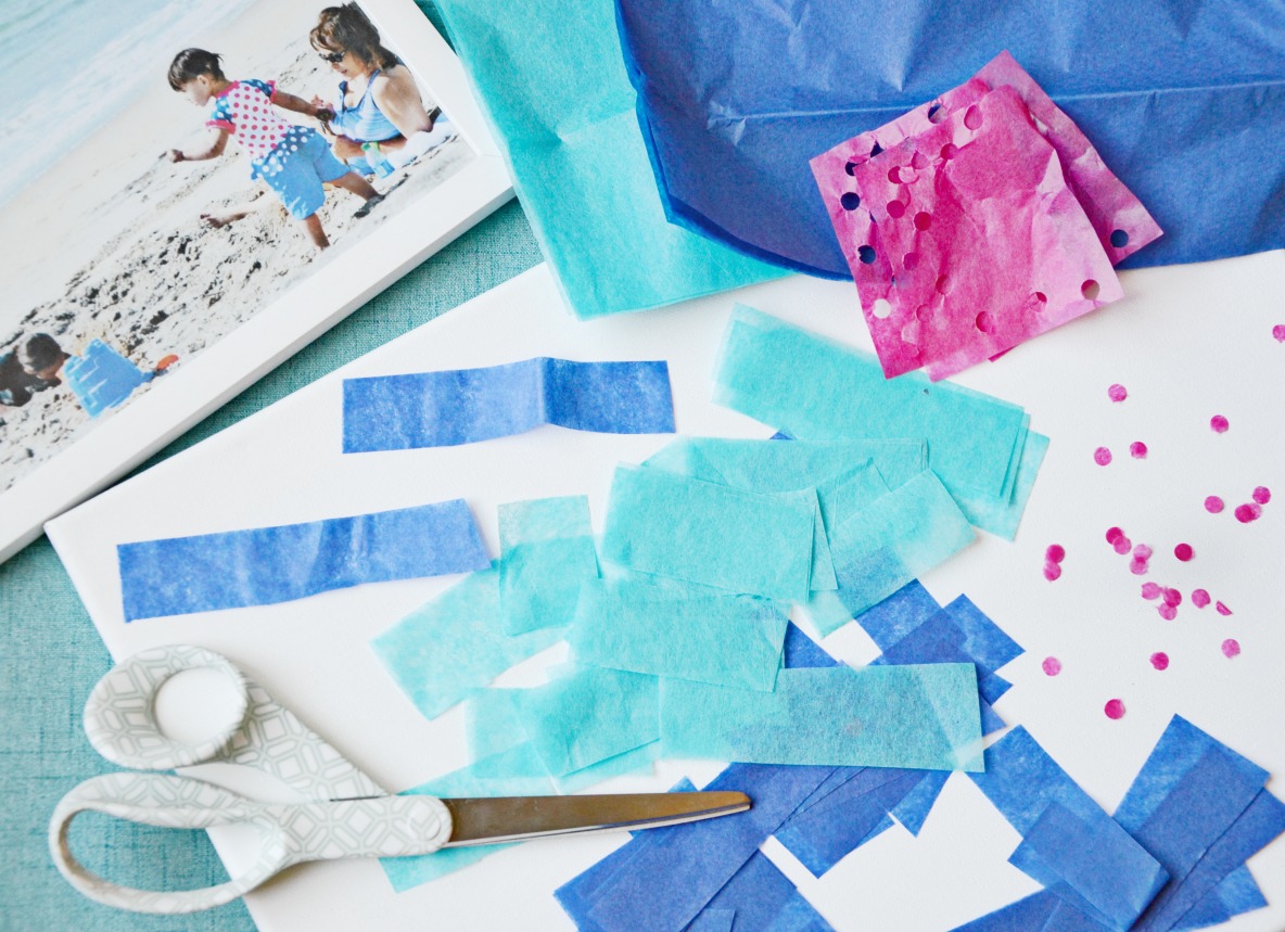 Make this easy photo inspired tissue paper transfer art with tissue paper and rubbing alcohol for a perfect handmade gift.