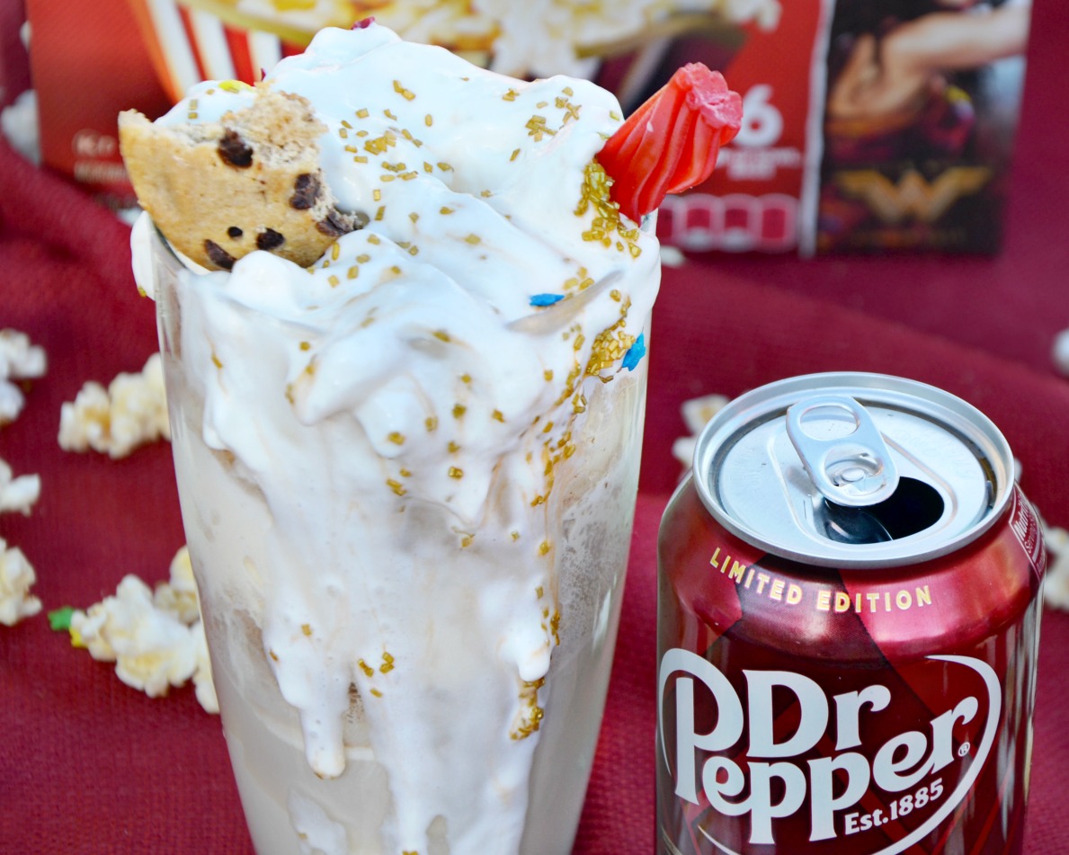 Enjoy this yummy Dr Pepper® ice cream shake inspired by Wonder Woman to get ready for the new film in theaters June 2nd!