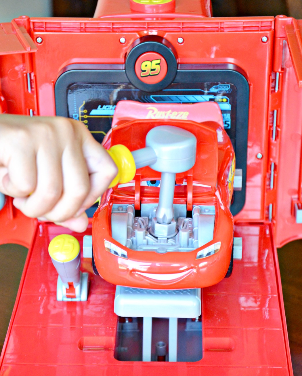 See how quickly you can get Lightning McQueen race ready with a free printable Lightning McQueen Race Ready Challenge Activity paired with Cars 3 toys!