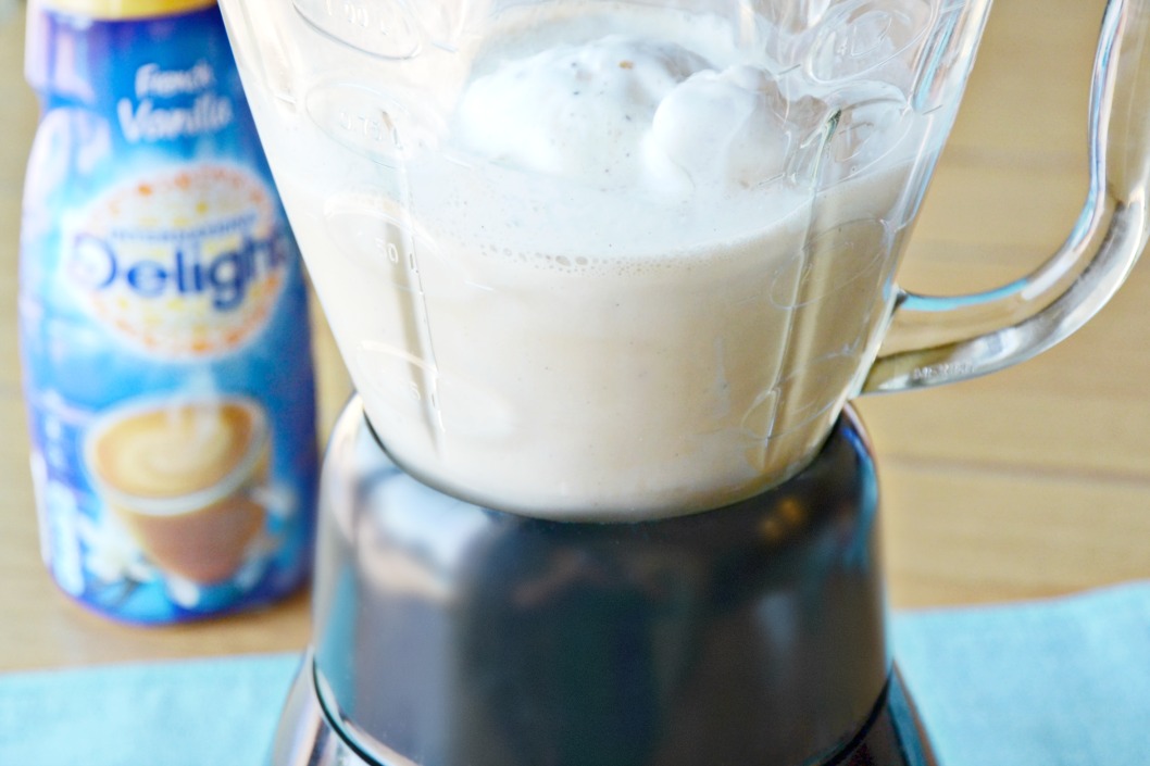 This easy french vanilla frappe recipe is a great summer poolside coffee drink with just four ingredients. Make it at your next pool party!