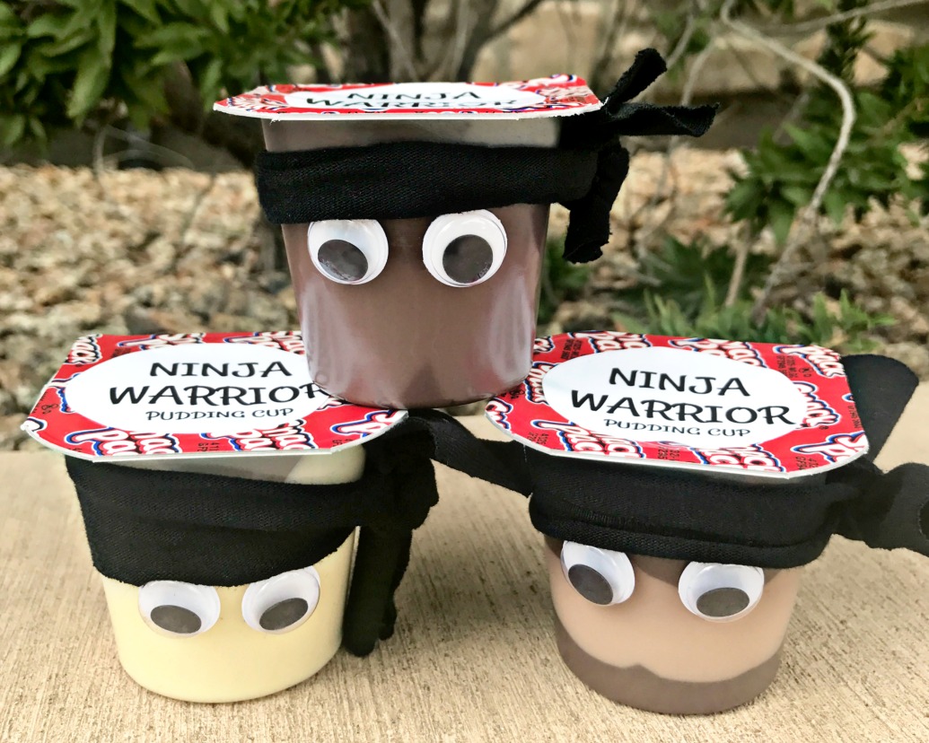 Make these easy Ninja Warrior pudding cups for a Ninja Warrior viewing party, birthday party or after school snacks for the most Ninja Warrior obsessed fan.