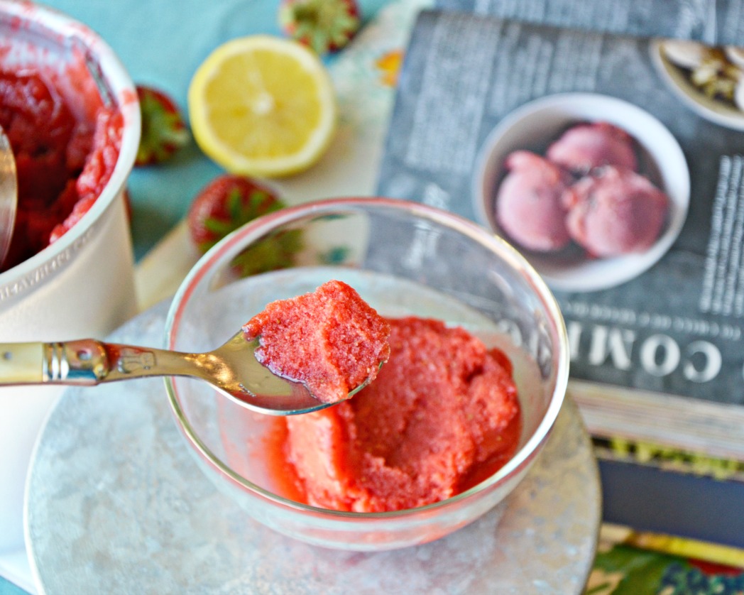 Sorbet like Oprah when you make this yummy strawberry sorbet recipe on the amazing Breville Smart Scoop, the only smart ice cream maker to sense hardness.