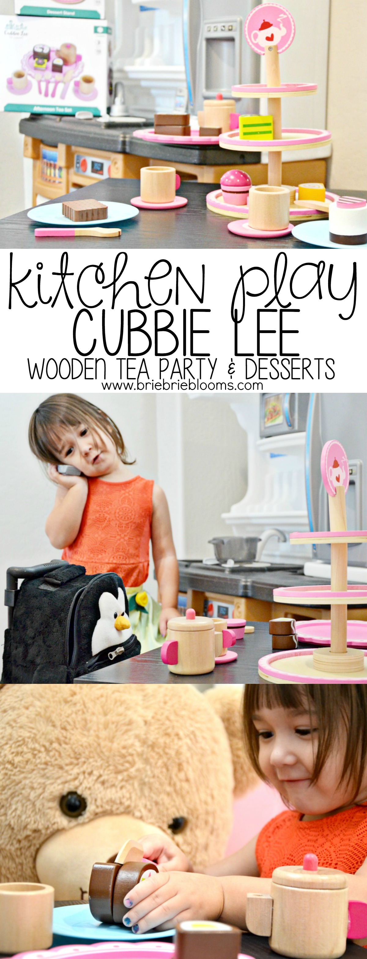 The Cubbie Lee wooden tea party and desserts set is designed for endless play but also helps develop fine motor skills and teaches sharing. 