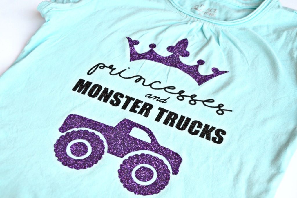 This monster truck shirt vinyl is perfect for girls that love princesses and monster trucks! Make it with the free design!
