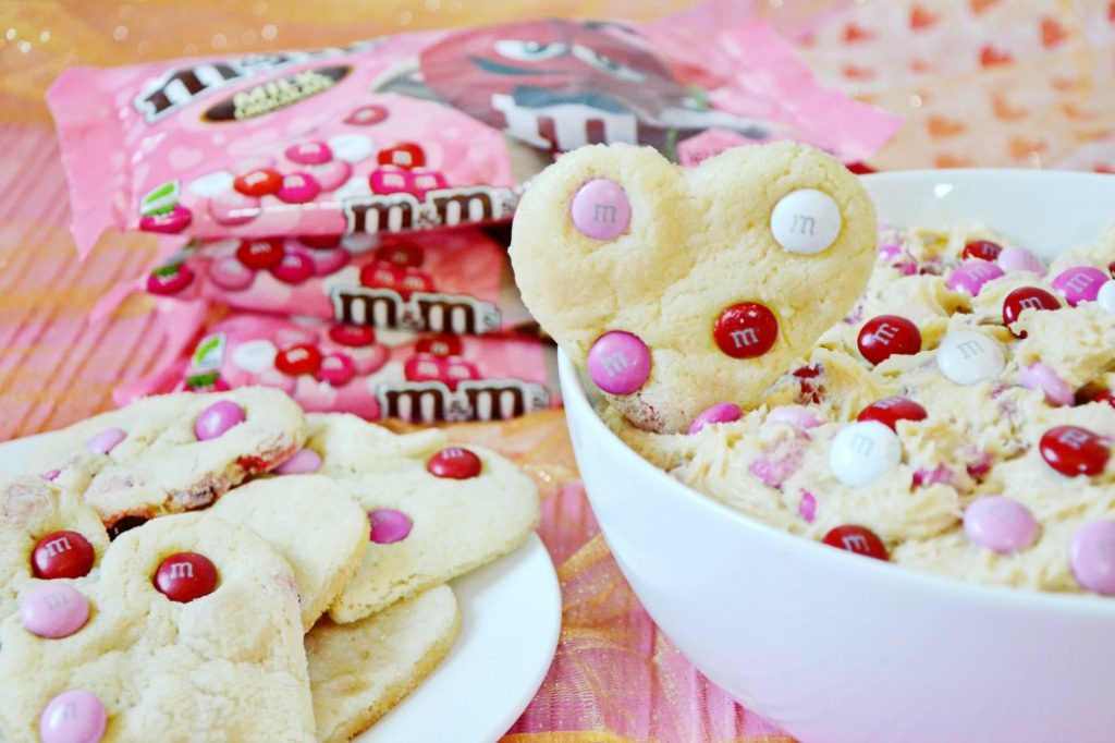 The Valentine's Cookie Dough Dip recipe does not have raw ingredients so you can dip away with heart shaped sugar cookies in celebration of love day!