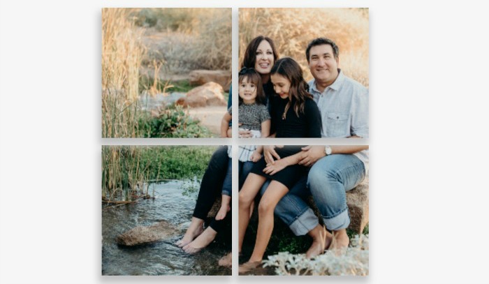 Split images are a great photo canvas design option. Use the Canvas Factory design tool to see exactly how your picture will look in four pieces.
