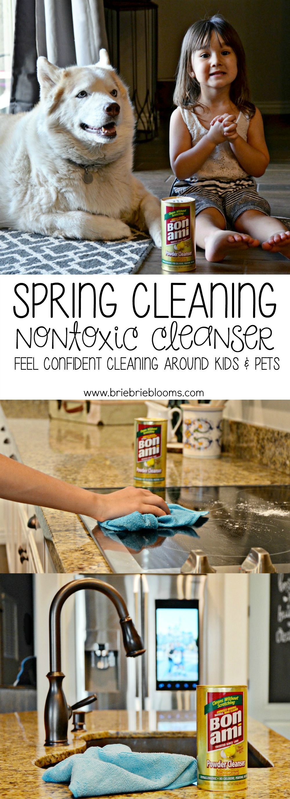 Feel confident cleaning around kids and pets with Bon Ami nontoxic cleanser.