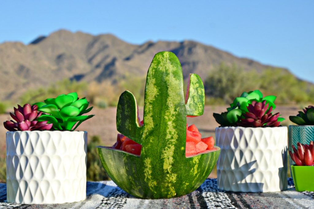 This saguaro cactus watermelon bowl is incredibly easy to make.