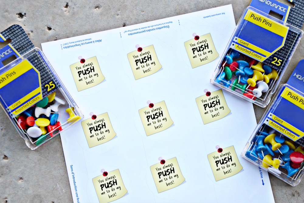Use these free printable labels to make a push pin teacher appreciation gift.