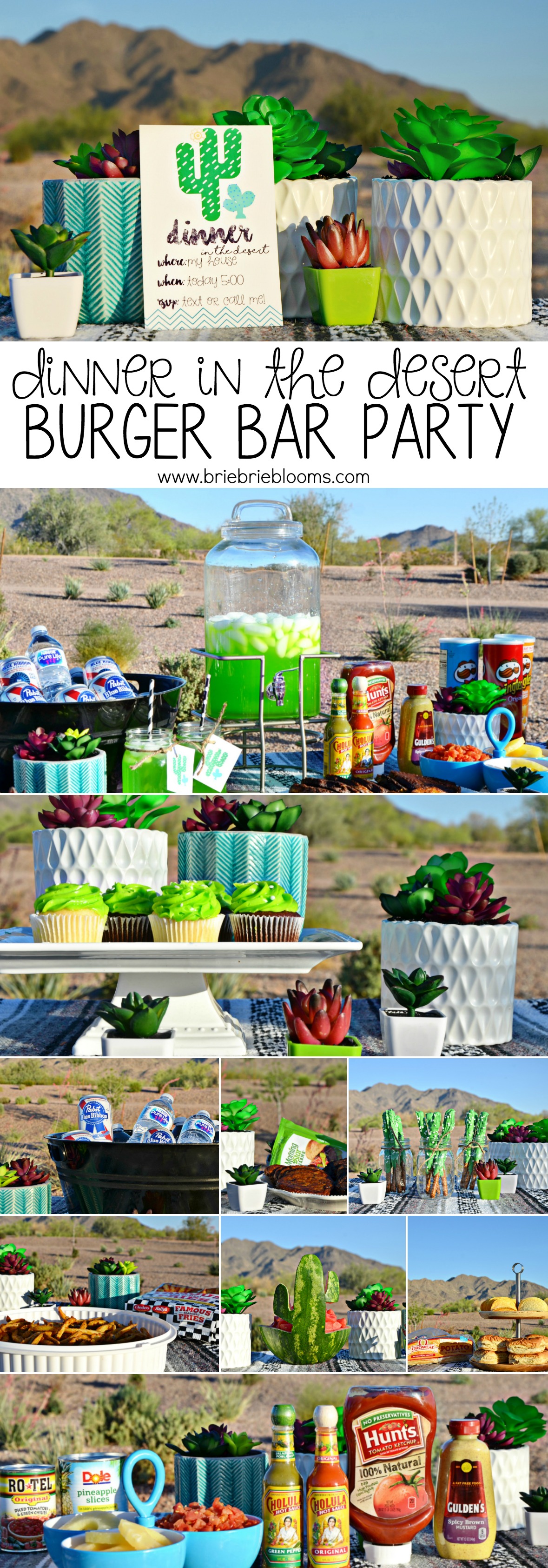 Host a dinner in the desert burger bar party with this shopping list and easy recipes.