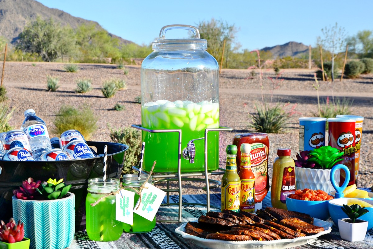 Bring your favorite grill food to the desert for a Dinner in the Desert Burger Bar Party.