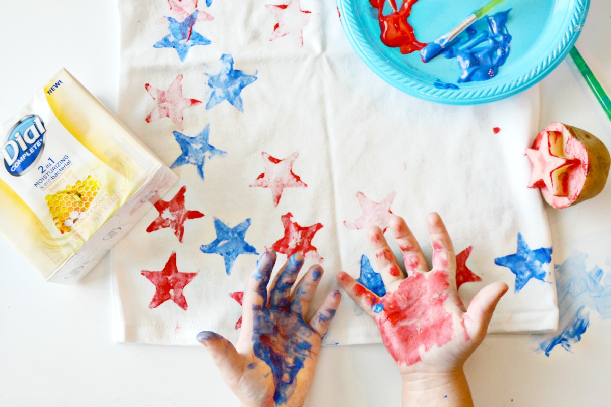 Dial® helps keep little hands clean and soft after messy craft projects.