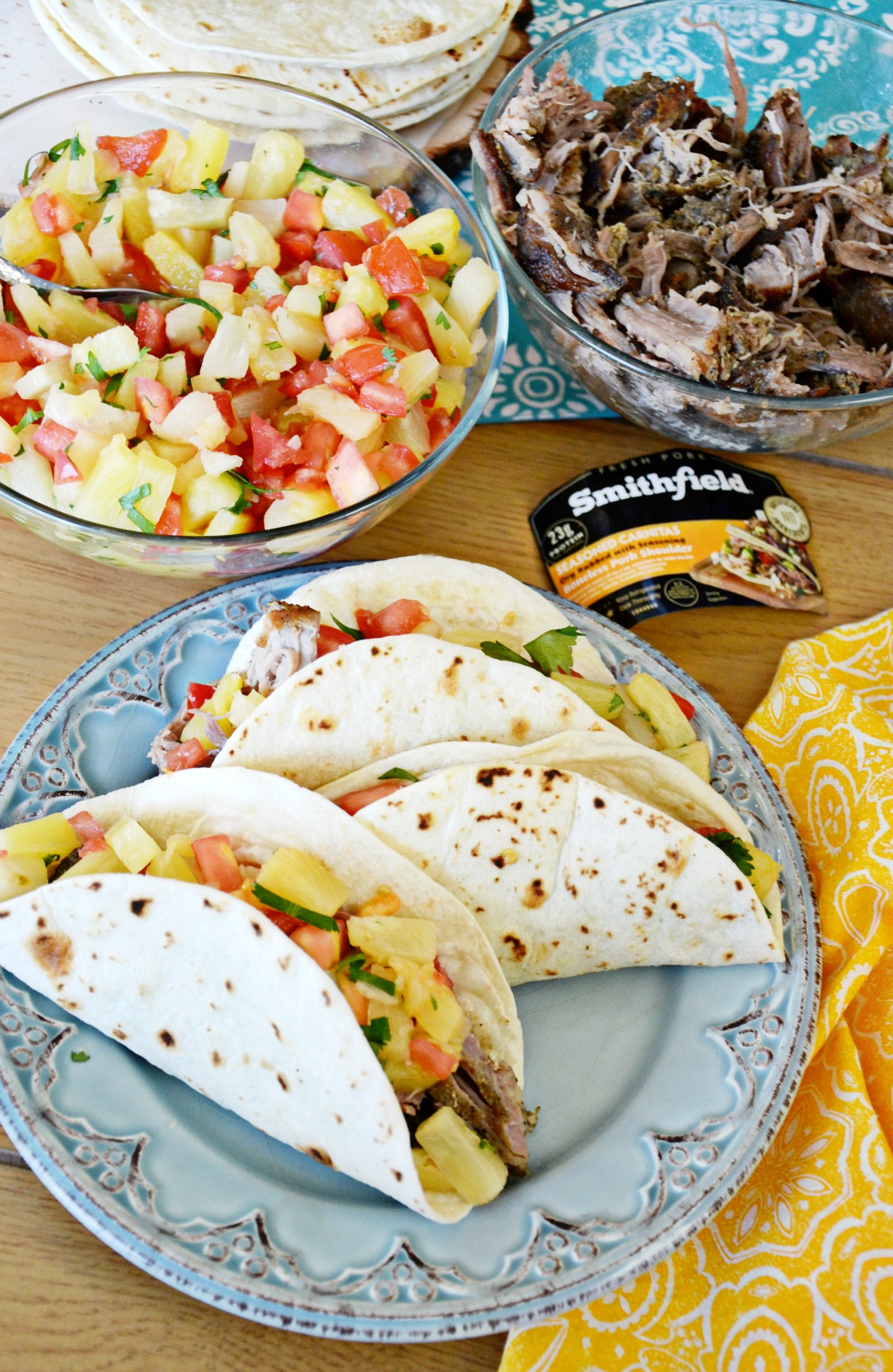 We made pulled pork on a gas grill for these yummy pork tacos with pineapple salsa.