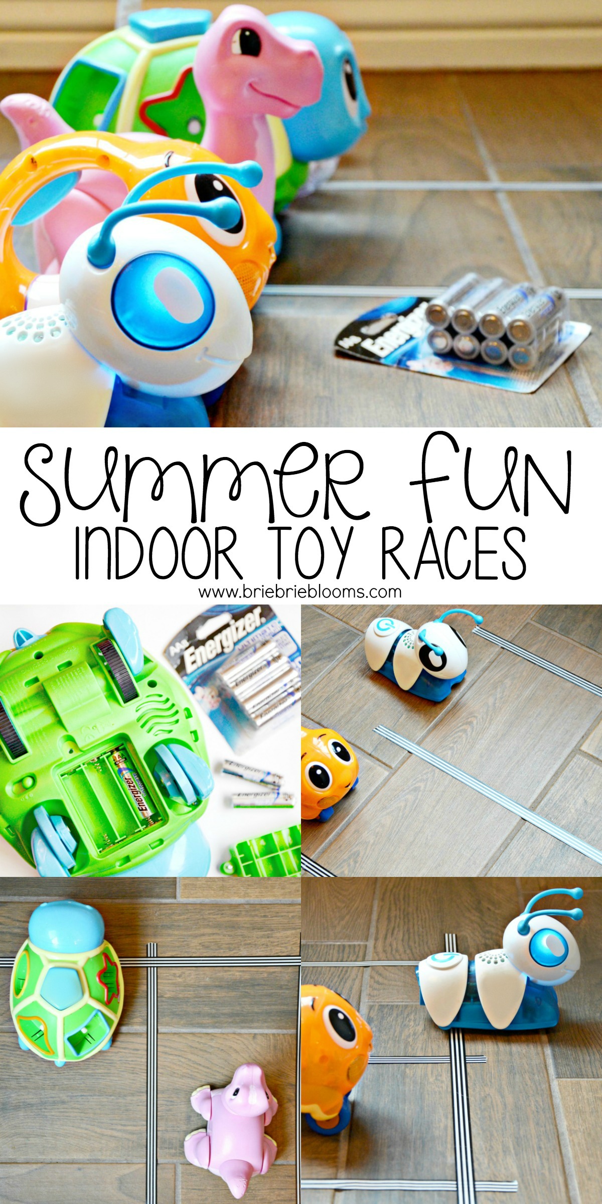 Have summer fun with indoor toy races. Change the batteries and watch your children play with toys from home.