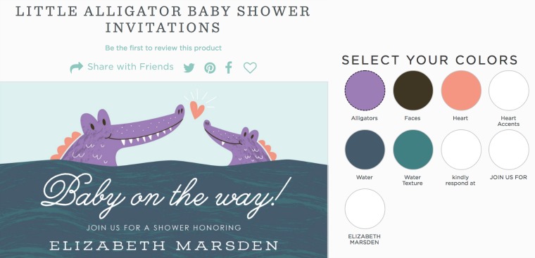 Customize the colors on your baby shower invitation with Basic Invite.