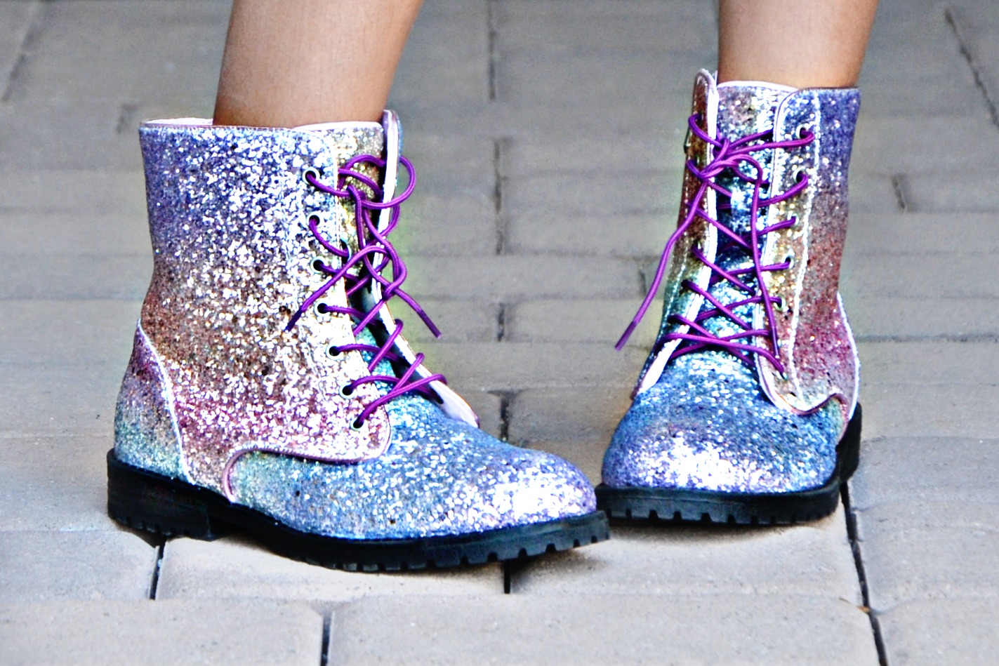 Sam Edelman POLLY Sophia CHUNKY combat boots are fun and sparkly!