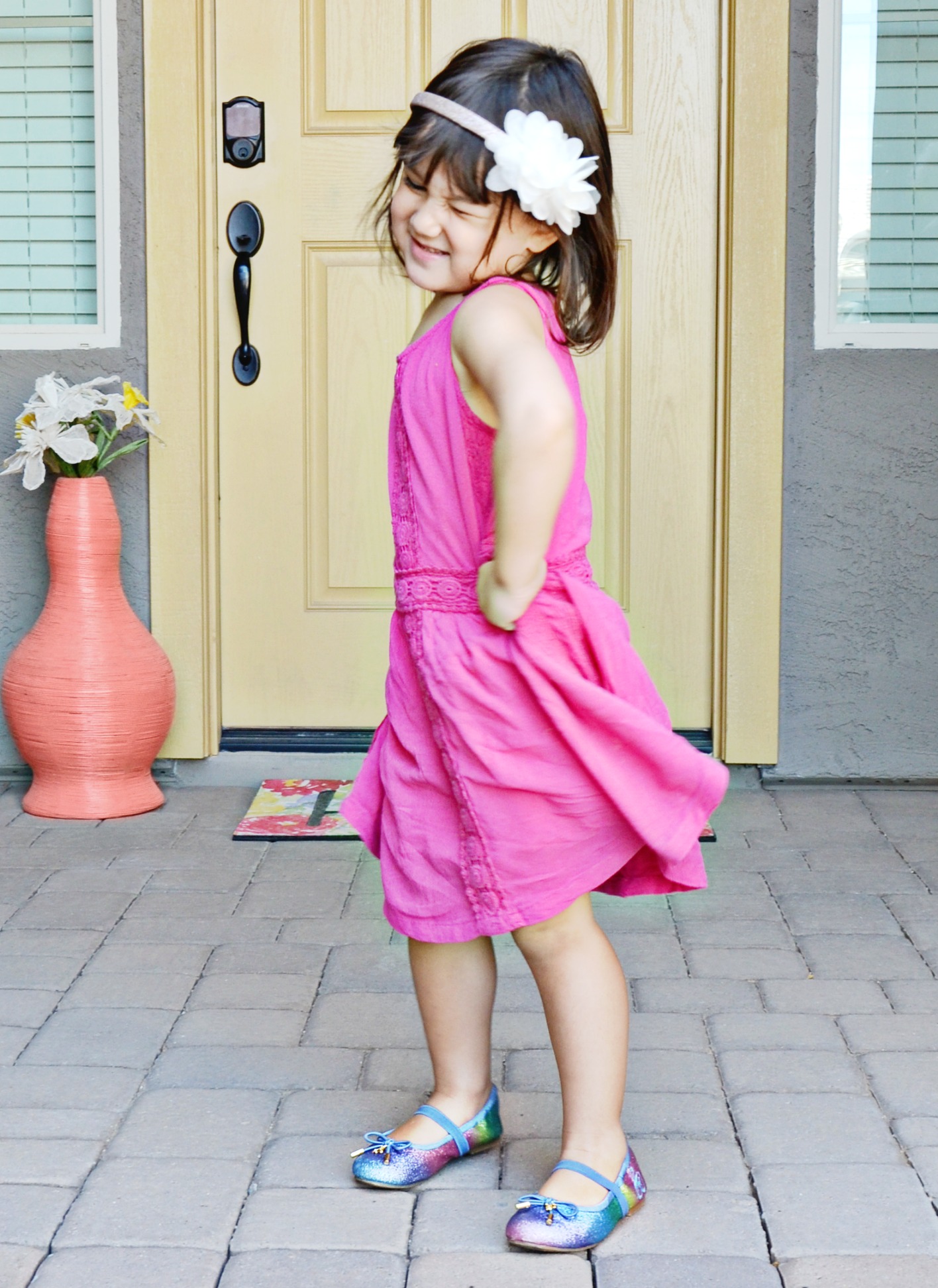 Add some fun to the first day of preschool with Sam Edelman Felicia Toddler rainbow glitter flats.