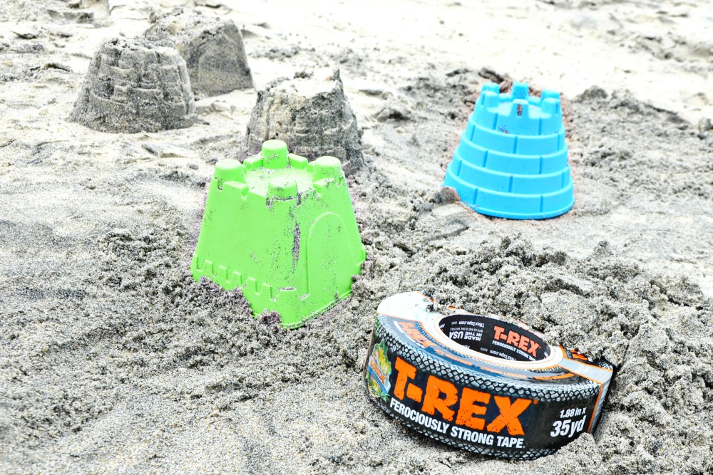 Get outside and play with these family beach day essentials including T-Rex tape for ultimate sand castle creativity!