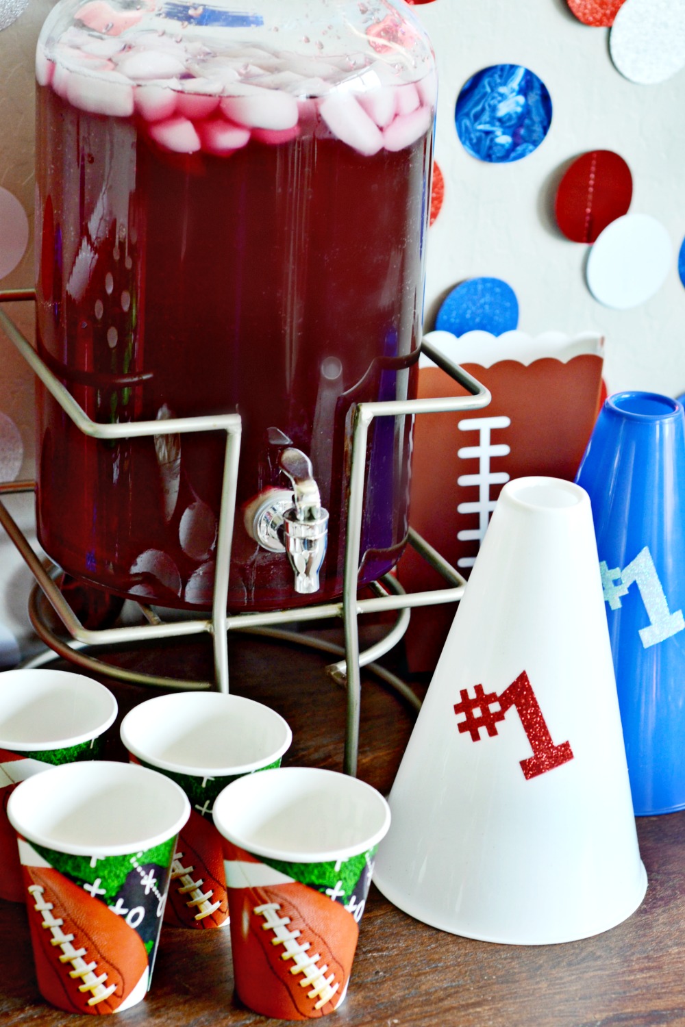 Serve punch coordinating with your favorite teams' colors at your college football party.