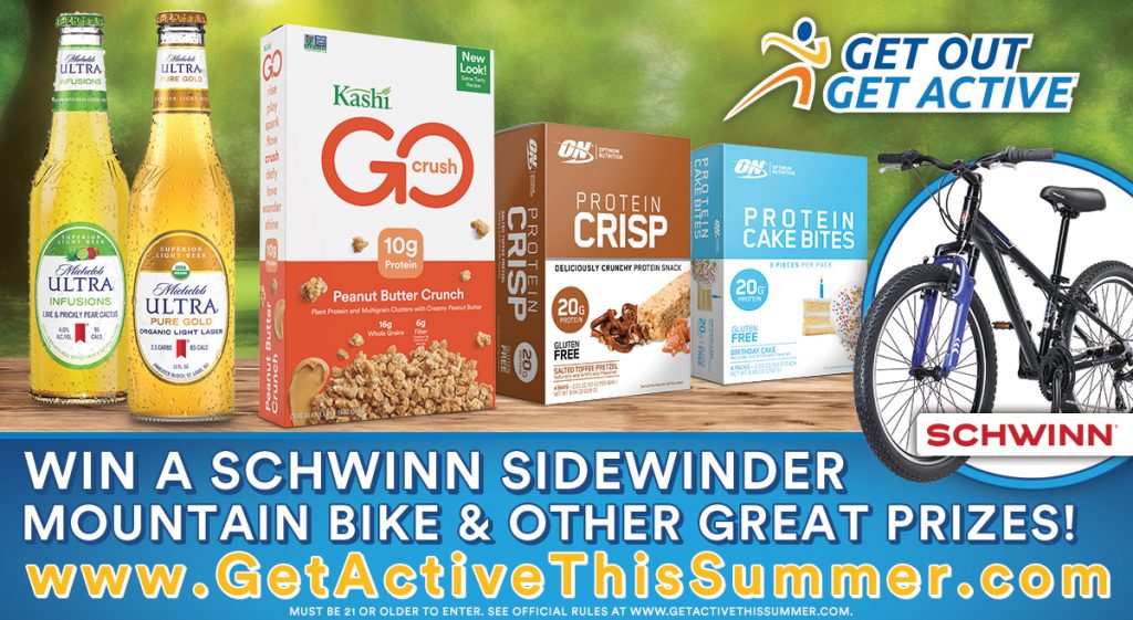 Enter the Get Out Get Active Sweepstakes for a chance to win an awesome prize pack including Optimum Nutrition products, a Schwinn Bicycle, and accessories.