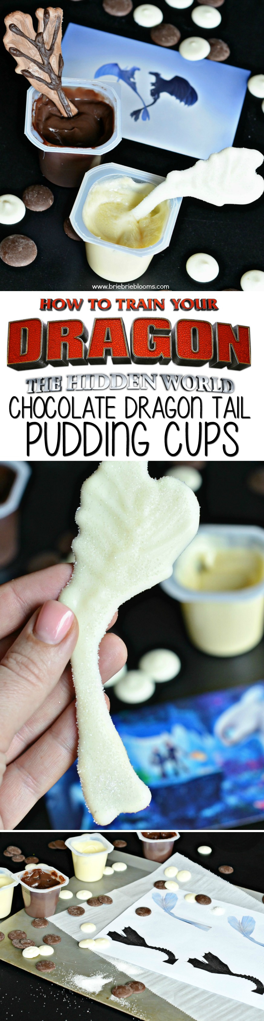 Make these fun How to Train Your Dragon chocolate dragon tail pudding cups for a movie night in!