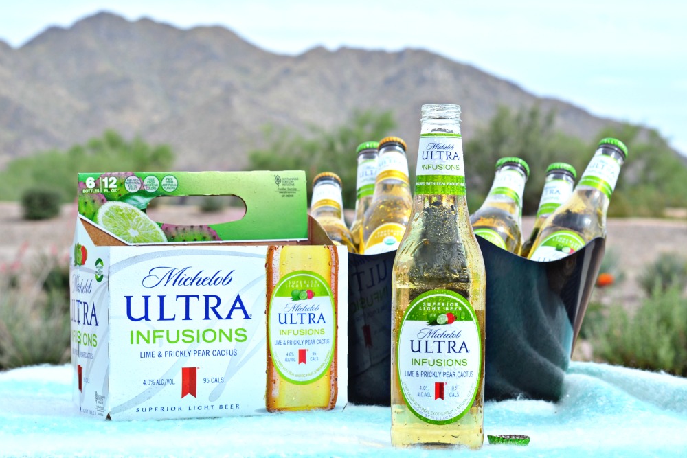 The new Michelob ULTRA Lime & Prickly Pear Cactus has 5.5 carbs and 95 calories. The refreshing lime taste perfectly pairs with our Arizona scenery and is an excellent complement to a desert sunset.