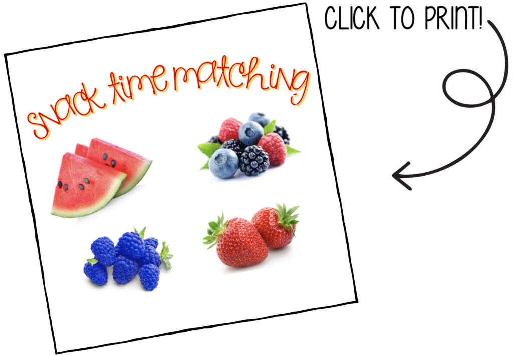 Print this free snack time matching printable at home to make snack time extra fun.